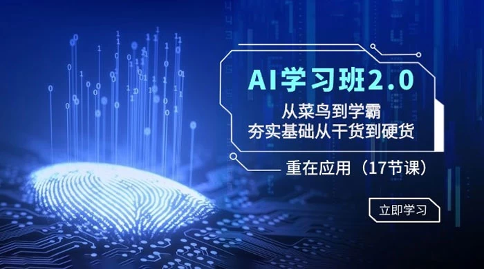 AI 学习班 2.0 :从菜鸟到学霸,夯实基础从干货到硬货,重在应用(17 节课)