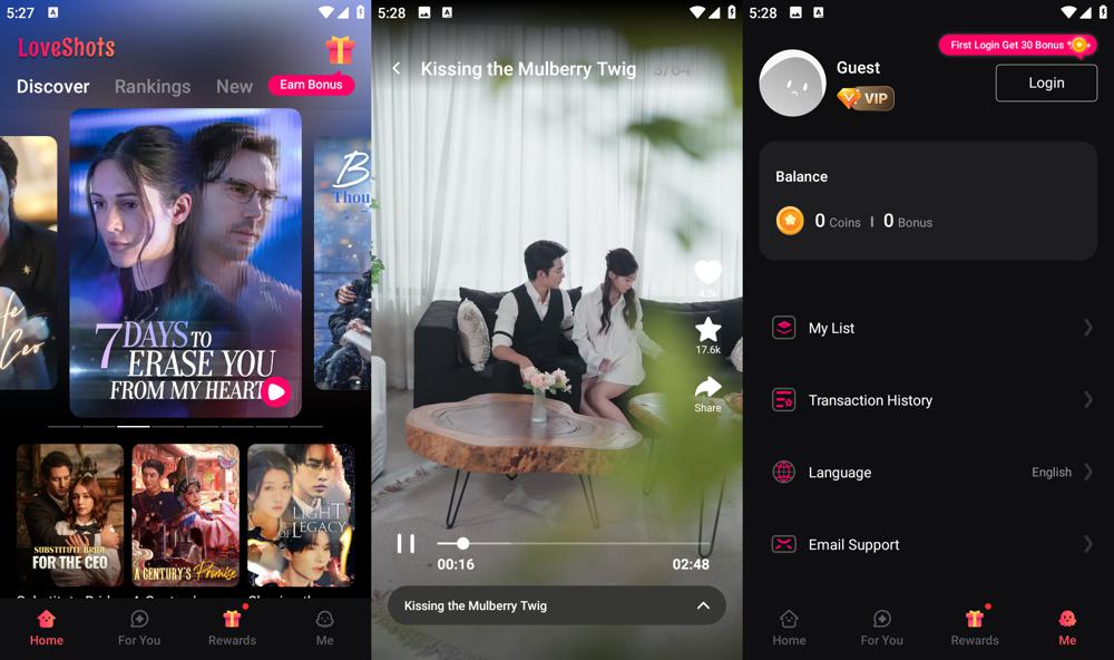国外短剧 App LoveShots v2.48.0 解锁会员、解锁 HD 画质，解除截屏限制、精简体积