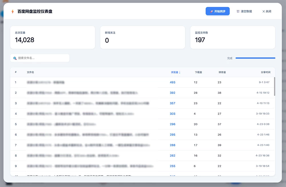 百度网盘分享文件数据统计油猴脚本