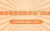 情感赛道短视频冷门玩法，小白零成本也能日入 300+