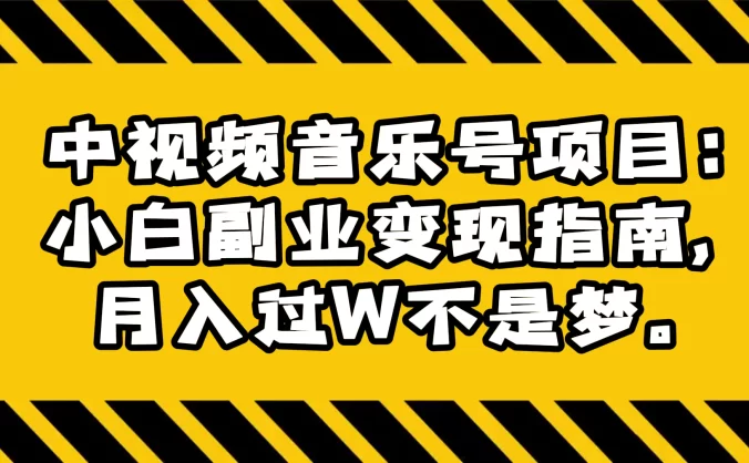 中视频音乐号项目：小白副业变现指南，月入过 W 不是梦