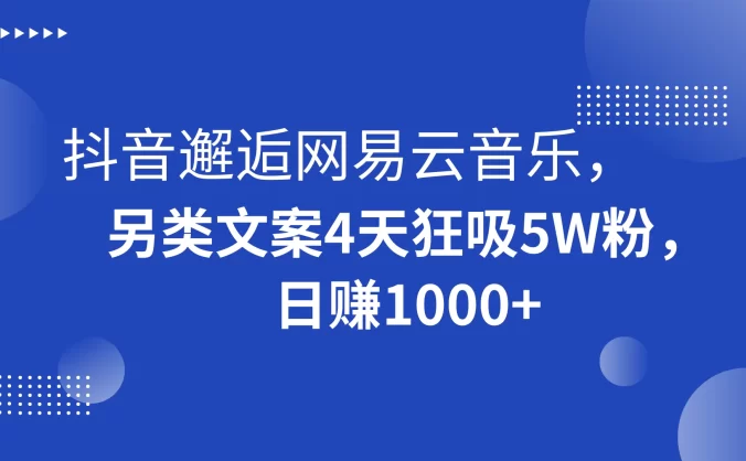 抖音邂逅网易云音乐,另类文案 4 天狂吸 5W 粉,日赚 1000+