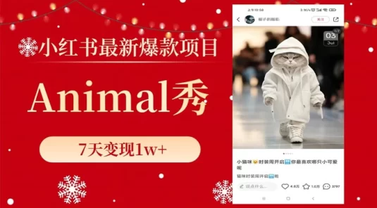 小红书最新爆款项目，Animal 秀，7天变现 1w+