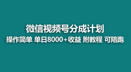 【蓝海项目】视频号分成计划最新玩法，单天收益8000+，附玩法教程