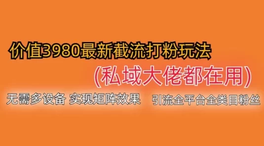 价值 3980 最新截流打粉玩法，私域大佬都在用