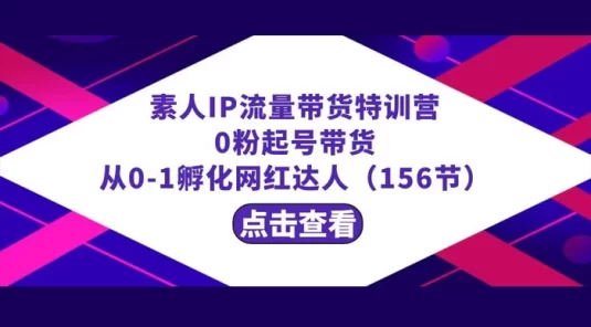 繁星 · 计划素人 IP 流量带货特训营：0 粉起号带货，从 0-1 孵化网红达人（156节）