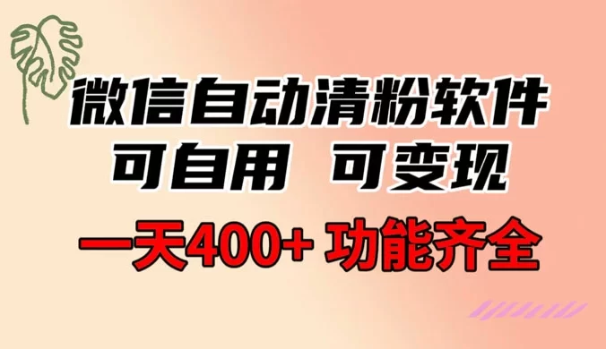 功能齐全的微信自动清粉软件,可自用可变现,一天 400+,0 成本免费分享
