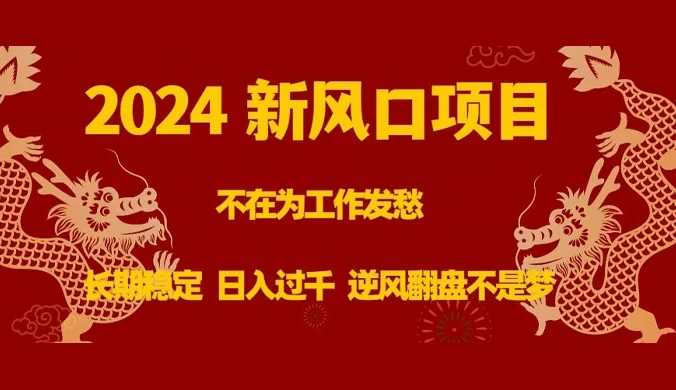 2024 新风口项目，不在为工作发愁，长期稳定，日入过千，逆风翻盘不是梦