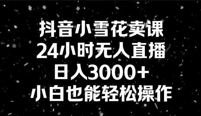 抖音小雪花卖课,24 小时无人直播,日入 3000+ ,小白也能轻松操作