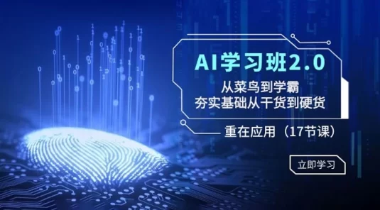 AI 学习班 2.0 :从菜鸟到学霸,夯实基础从干货到硬货,重在应用(17 节课)