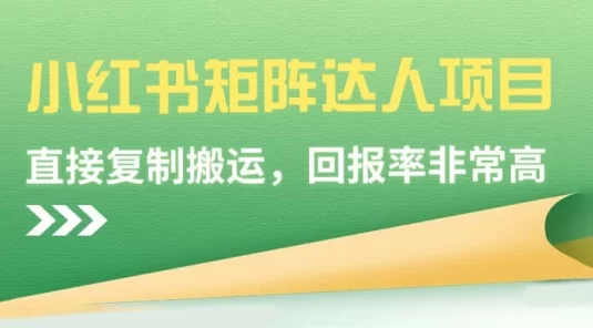 小红书矩阵达人项目，直接复制搬运，回报率非常高