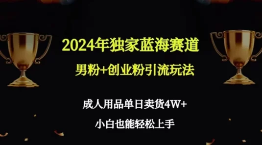 2024 年独家蓝海赛道男粉+创业粉引流玩法,成人用品单日卖货 4W+ 保姆教程