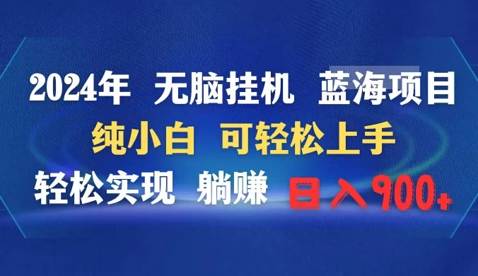 2024 年无脑挂机蓝海项目，纯小白可轻松上手，轻松实现躺赚日入 900+