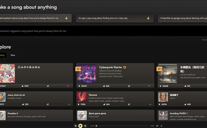 Suno AI：人工智能 AI 音乐生成器，一键文本转歌曲