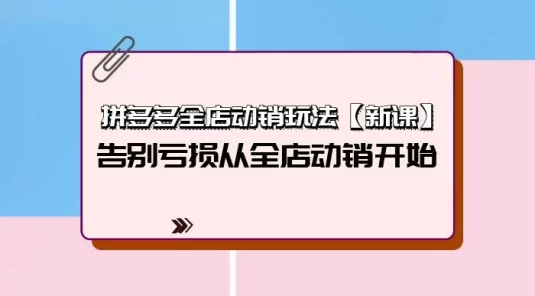 拼多多全店动销玩法【新课】，告别亏损从全店动销开始（4 节视频课）