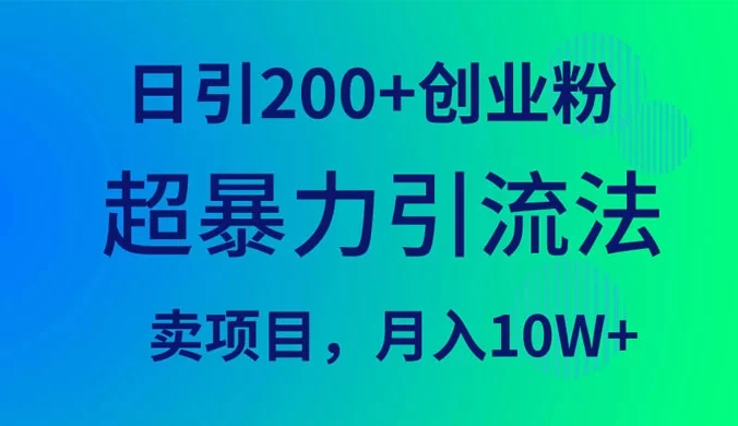 超暴力引流法，日引 300+ 创业粉，卖项目月入 10W+