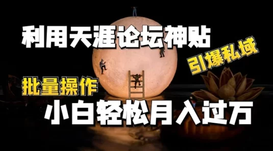 利用天涯论坛神贴,引爆私域,批量操作、小白轻松月入过万