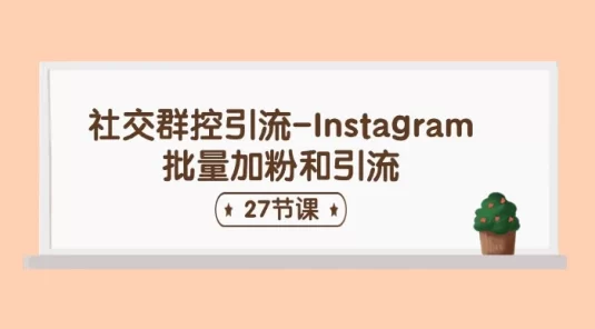 社交群控引流 Instagram 批量加粉和引流（27 节课）
