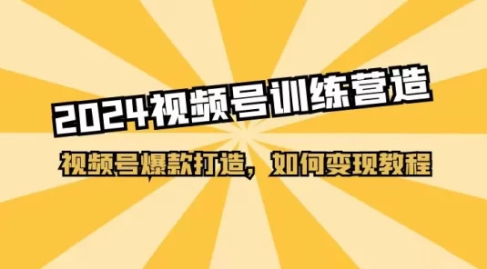 2024 视频号训练营，视频号爆款打造，如何变现教程（20 节课）