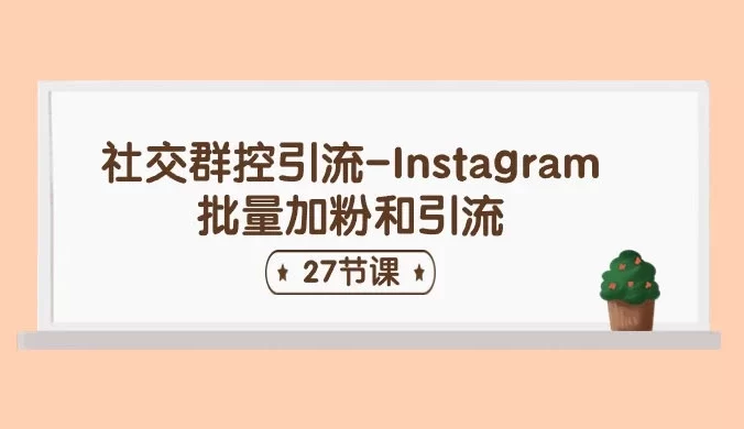 社交群控引流 Instagram 批量加粉和引流(27 节课)