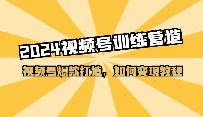 2024 视频号训练营,视频号爆款打造,如何变现教程(20 节课)