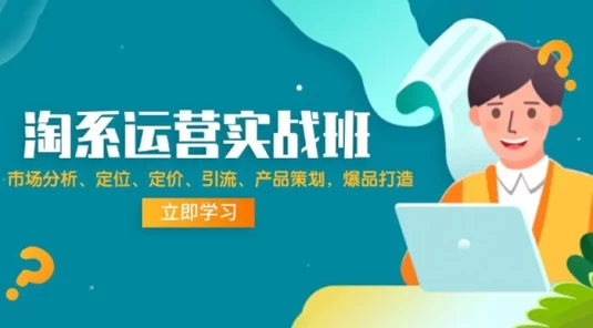 淘系运营实战班：市场分析、定位、定价、引流、产品策划，爆品打造