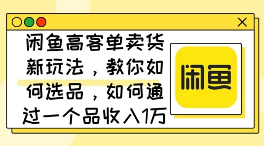 闲鱼高客单卖货新玩法，教你如何选品，如何通过一个品收入1万+