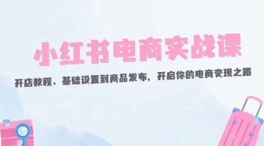 小红书电商实战课：开店教程、基础设置到商品发布，开启你的电商变现之路