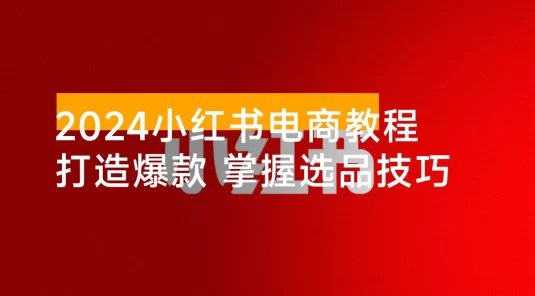 2024 小红书电商教程，从入门到实战，教你有效打造爆款店铺，掌握选品技巧
