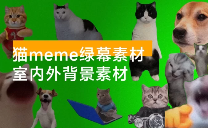 猫 meme 绿幕素材整合 + 室内外背景素材(共 715个,3.8 GB )