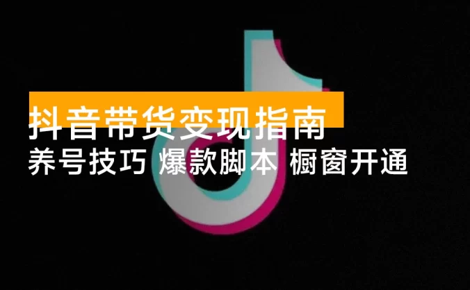 抖音带货变现指南:养号技巧 / 爆款脚本 / 橱窗开通,快速起号日更 10 条