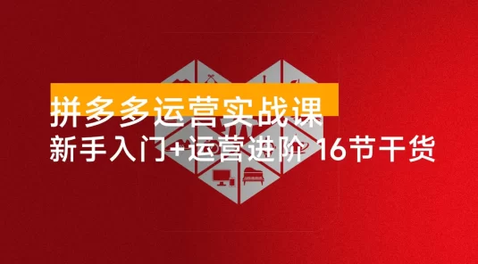 拼多多运营实战课：新手入门+运营进阶、爆单打法，16 节干货，助力新手店铺快速实现日出百单
